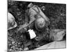 American Soldier Comforting Wounded Comrade During Fight to Take Saiapn from Japanese Troops-W^ Eugene Smith-Mounted Photographic Print