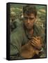 American Soldier Cradling Dog While under Siege at Khe Sanh-Larry Burrows-Framed Stretched Canvas