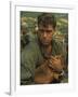 American Soldier Cradling Dog While under Siege at Khe Sanh-Larry Burrows-Framed Photographic Print