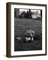 American Soldier Kissing English Girlfriend on Lawn in Hyde Park, Favorite Haunts of US Troops-Ralph Morse-Framed Photographic Print