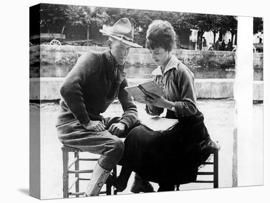 American Soldier Learning French with a French Woman, 1917-1918-null-Stretched Canvas