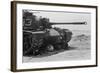 American soldier reads a newspaper in the shade under a U.S. Marine tank in Beirut, Lebanon, 1958-Thomas J. O'halloran-Framed Photographic Print