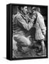 American Soldier Walton Trohon Cleaning the Face of a Young French Orphan During WWII-null-Framed Stretched Canvas