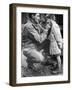 American Soldier Walton Trohon Cleaning the Face of a Young French Orphan During WWII-null-Framed Photographic Print