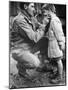 American Soldier Walton Trohon Cleaning the Face of a Young French Orphan During WWII-null-Mounted Photographic Print