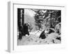 American Soldiers Crouched in Snowy Woods Near Amonines During the Battle of the Bulge-null-Framed Photographic Print