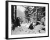 American Soldiers Crouched in Snowy Woods Near Amonines During the Battle of the Bulge-null-Framed Photographic Print