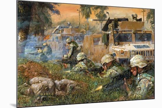 American Soldiers Firing on Iraqi Insurgents-null-Mounted Giclee Print