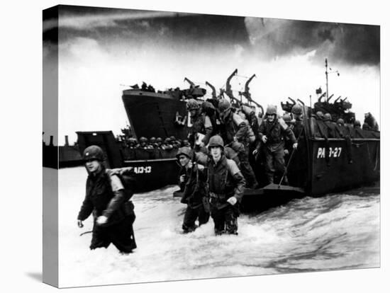 American Soldiers Landing in Normandy, France, 1944-null-Stretched Canvas