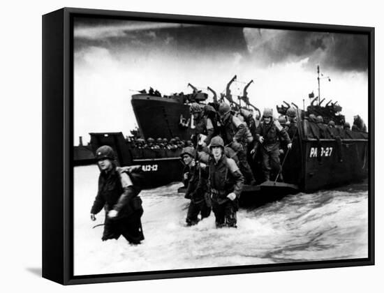 American Soldiers Landing in Normandy, France, 1944-null-Framed Stretched Canvas