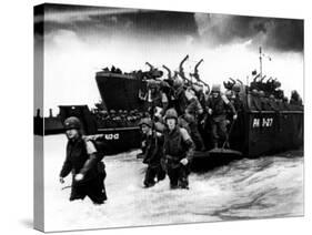 American Soldiers Landing in Normandy, France, 1944-null-Stretched Canvas