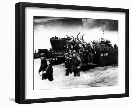 American Soldiers Landing in Normandy, France, 1944-null-Framed Photo