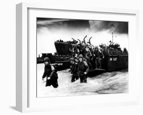 American Soldiers Landing in Normandy, France, 1944-null-Framed Photo