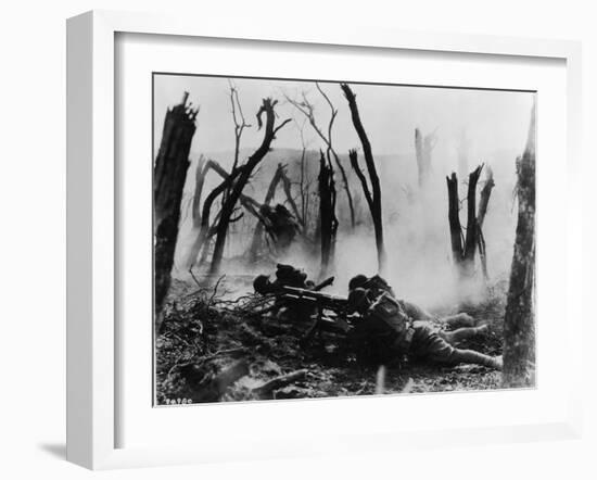 American Soldiers of 23rd Inf. Firing a 37-MM Gun at German Positions in the Argonne Forest, WWI-null-Framed Photographic Print