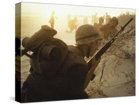 American Soldiers of 7th Marines Landing on the Beaches of Cape Batangan During the Vietnam War-Paul Schutzer-Stretched Canvas