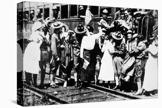 American Soldiers of the 62nd Regiment Kiss the Girls Goodbye as They Leave for Europe, August 1917-American Photographer-Stretched Canvas