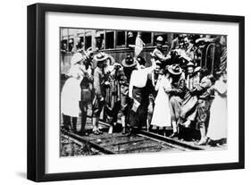 American Soldiers of the 62nd Regiment Kiss the Girls Goodbye as They Leave for Europe, August 1917-American Photographer-Framed Photographic Print