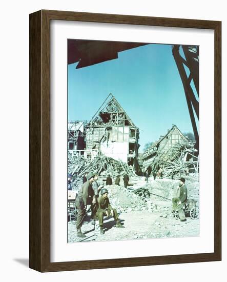 American Soldiers of the First Infantry Division Watching as the Citizens of Osterode Return-null-Framed Photographic Print