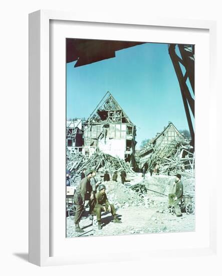 American Soldiers of the First Infantry Division Watching as the Citizens of Osterode Return-null-Framed Photographic Print