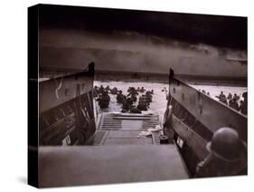 American Soldiers Wade from Landing Craft to the Omaha Beach, D-Day, June 6, 1944-null-Stretched Canvas