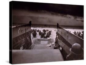 American Soldiers Wade from Landing Craft to the Omaha Beach, D-Day, June 6, 1944-null-Stretched Canvas