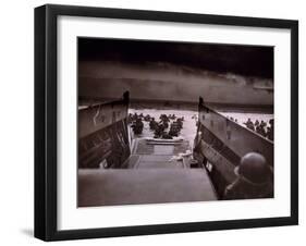 American Soldiers Wade from Landing Craft to the Omaha Beach, D-Day, June 6, 1944-null-Framed Photo