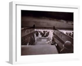 American Soldiers Wade from Landing Craft to the Omaha Beach, D-Day, June 6, 1944-null-Framed Photo