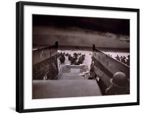 American Soldiers Wade from Landing Craft to the Omaha Beach, D-Day, June 6, 1944-null-Framed Photo