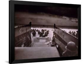 American Soldiers Wade from Landing Craft to the Omaha Beach, D-Day, June 6, 1944-null-Framed Photo