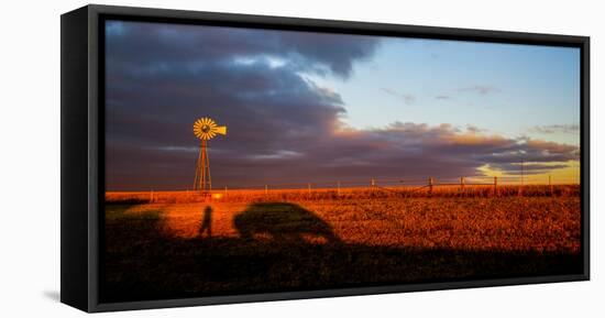 American-style windmill at farm, Kansas, USA-null-Framed Stretched Canvas