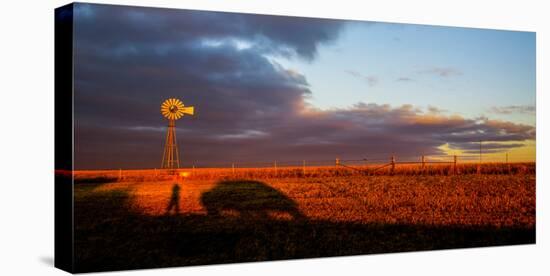 American-style windmill at farm, Kansas, USA-null-Stretched Canvas