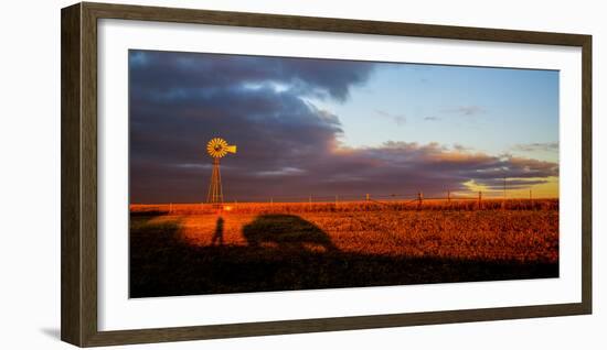 American-style windmill at farm, Kansas, USA-null-Framed Photographic Print