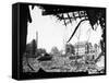 American Tank Amid Rubble in Street of German City-null-Framed Stretched Canvas