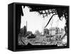 American Tank Amid Rubble in Street of German City-null-Framed Stretched Canvas