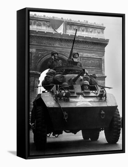 American Tank in Paris-null-Framed Stretched Canvas