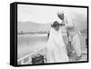 American Tourist, Young Danny Thomas Receiving Hair Cut on House Boat During Vacationing-James Burke-Framed Stretched Canvas