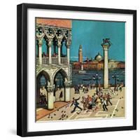 "American Tourists in Venice," June 10, 1961-Amos Sewell-Framed Giclee Print