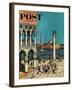 "American Tourists in Venice," Saturday Evening Post Cover, June 10, 1961-Amos Sewell-Framed Giclee Print