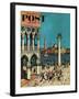 "American Tourists in Venice," Saturday Evening Post Cover, June 10, 1961-Amos Sewell-Framed Giclee Print