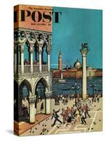 "American Tourists in Venice," Saturday Evening Post Cover, June 10, 1961-Amos Sewell-Stretched Canvas
