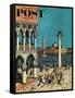 "American Tourists in Venice," Saturday Evening Post Cover, June 10, 1961-Amos Sewell-Framed Stretched Canvas