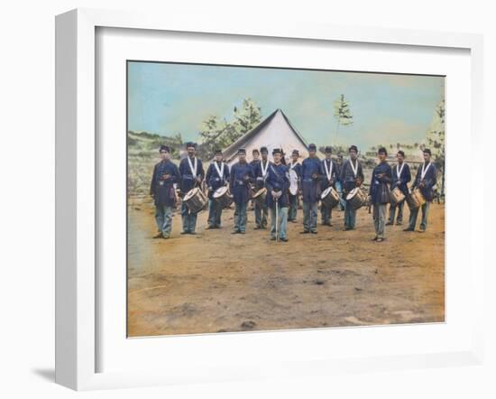 American Troops at Civil War Camp-null-Framed Photographic Print