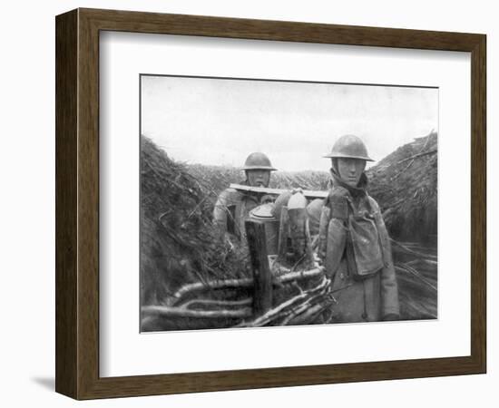 American Troops at the Front Delivering Soup to their Comrades, 1917-1918-null-Framed Giclee Print