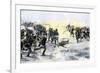 American Troops Charging the British at the Battle of Princeton, New Jersey, c.1777-null-Framed Giclee Print