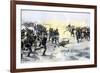 American Troops Charging the British at the Battle of Princeton, New Jersey, c.1777-null-Framed Giclee Print