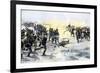 American Troops Charging the British at the Battle of Princeton, New Jersey, c.1777-null-Framed Giclee Print