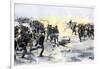 American Troops Charging the British at the Battle of Princeton, New Jersey, c.1777-null-Framed Giclee Print