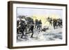 American Troops Charging the British at the Battle of Princeton, New Jersey, c.1777-null-Framed Giclee Print