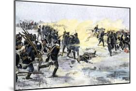 American Troops Charging the British at the Battle of Princeton, New Jersey, c.1777-null-Mounted Giclee Print