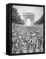 American Troops Parade Through the City, August 1944-null-Framed Stretched Canvas